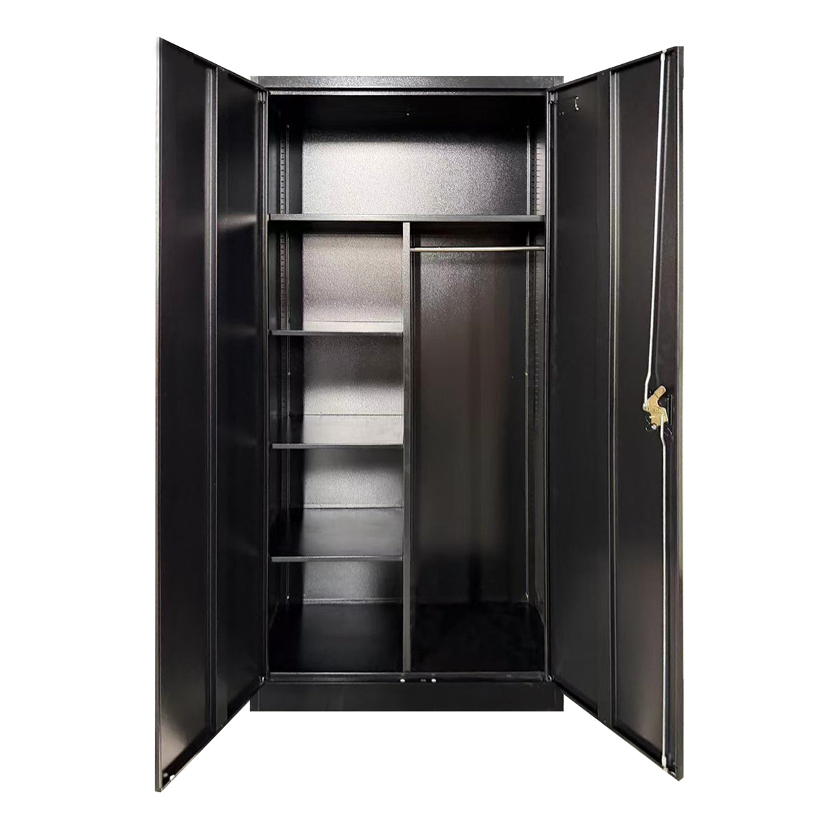 Heavy Duty Metal Storage Cabinet 1.85m(H)x0.9m(L)x0.4m(D) Black Steel Wardrobe