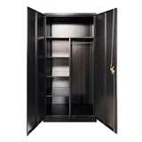 Heavy Duty Metal Storage Cabinet 1.85m(H)x0.9m(L)x0.4m(D) Black Steel Wardrobe