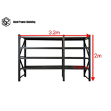 Garage Longspan Shelving 2.0m(H)x3.2m(L)x0.6m(D) 2400kg Storage Rack Adjustable Shelves