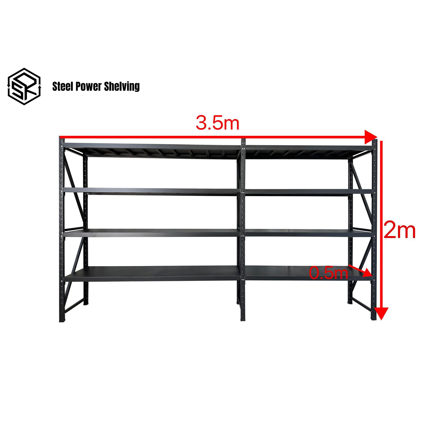 Garage Shelving 2.0m(H)x3.5m(L)x0.5m(D) 1600kg Storage Rack Connecting Adjustable Shelves