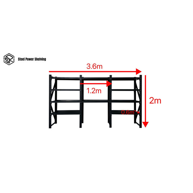 Longspan Shelving 2.0m(H)x3.6m(L)x0.6m(D) 3000kg Heavy Duty Garage Storage Shelving