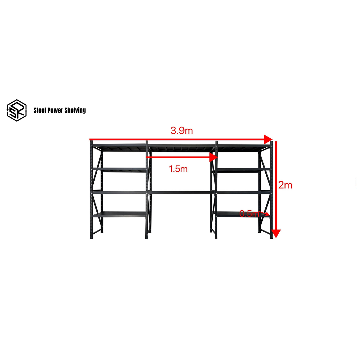 Shelf 2.0m(H)x3.9m(L)x0.5m(D)2000kg Shelving+Workbench