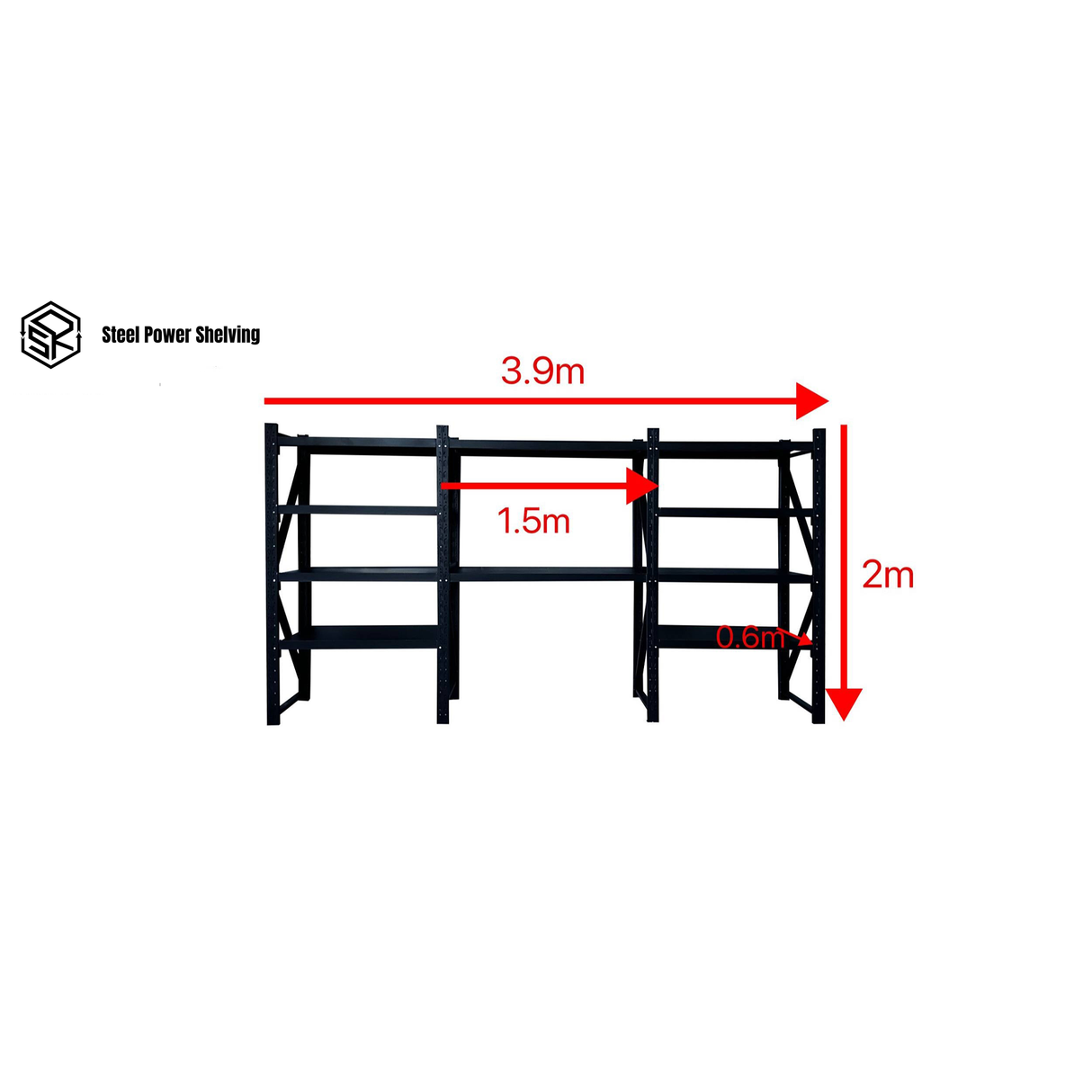 Shelf 2.0m(H)x3.9m(L)x0.6m(D)3000kg Shelving+Workbench