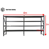 Garage Shelving 2.0m(H)x4.0m(L)x0.5m(D) 1600kg Connecting Metal Storage Rack Adjustable Shelves