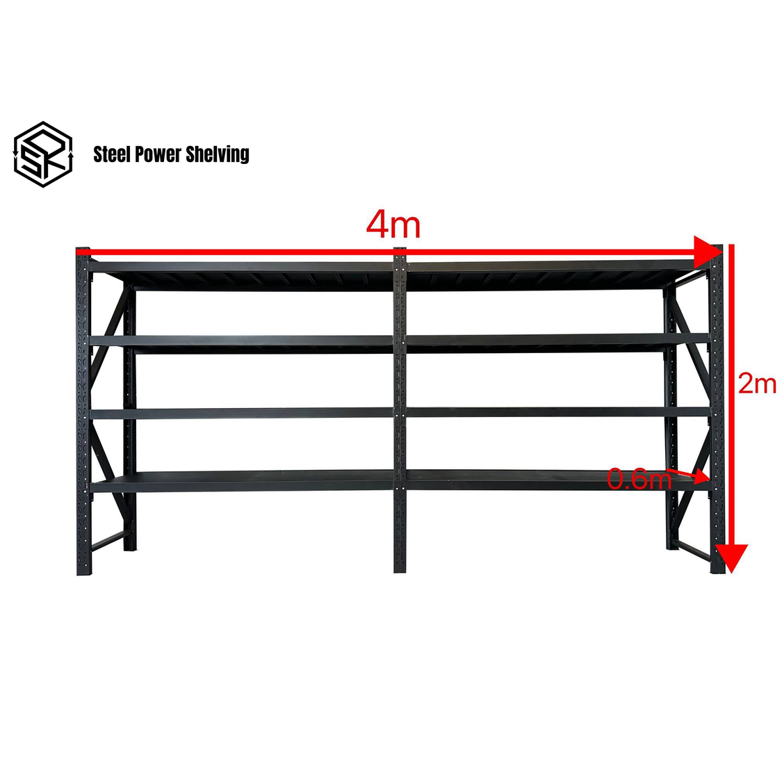 2. SteelPowerShelving Shelf 2.0m(H)x4.0m(L)x0.6m(D)2400kg Longspan Shelving