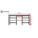 Garage Shelving 2.0m(H)x4.2m(L)x0.5m(D) 2000kg Storage Rack with Workbench Adjustable Shelves