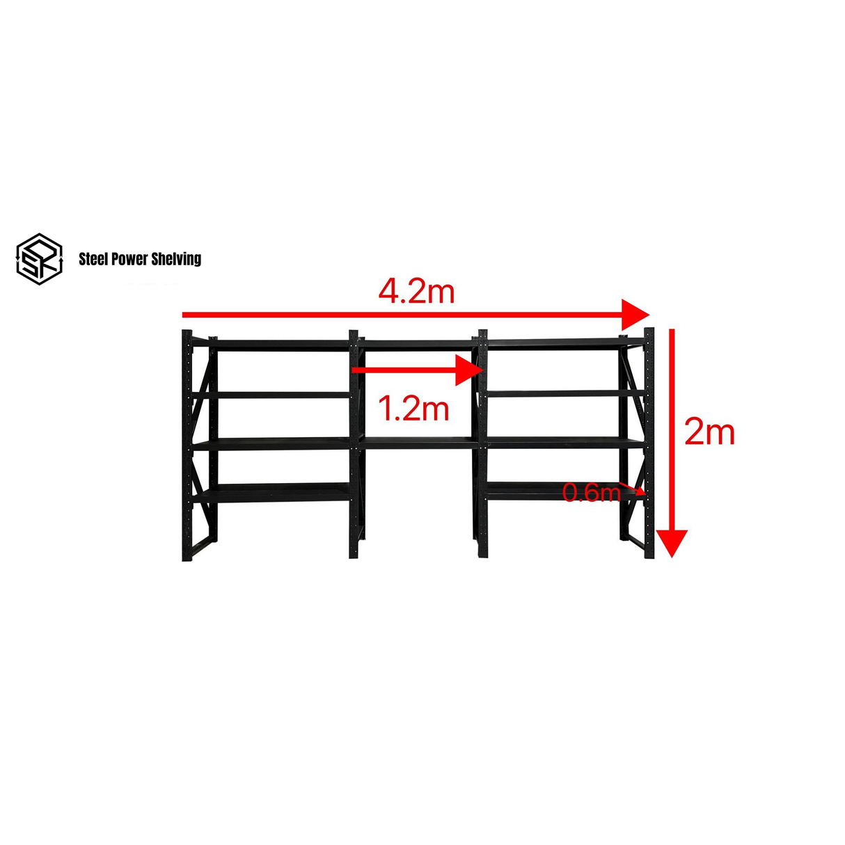 Shelf 2.0m(H)x4.2m(L)x0.6m(D)3000kg Shelving+Workbench