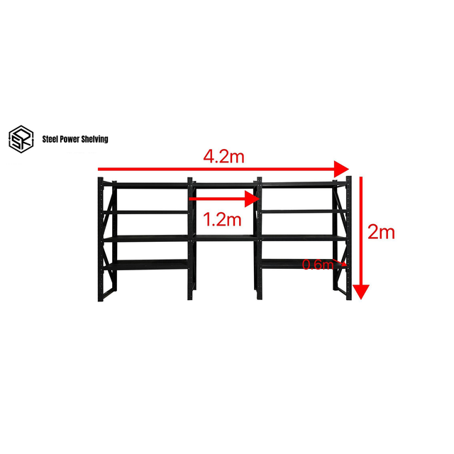 Garage Shelving 2.0m(H)x4.2m(L)x0.6m(D) 3000kg Storage Rack with Workbench Adjustable Shelves