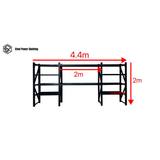 Garage Shelving 2.0m(H)x4.4m(L)x0.6m(D) 3000kg Storage Rack with Workbench Adjustable Shelves