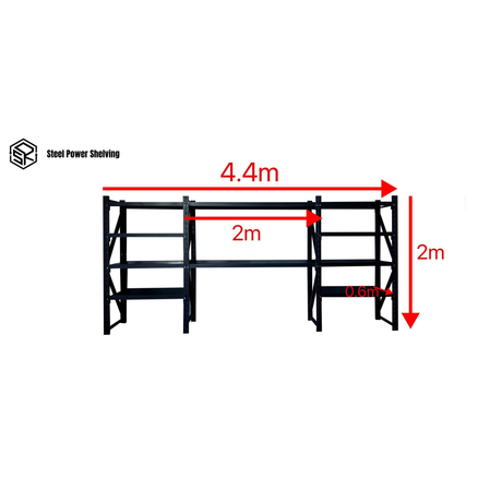 Garage Shelving 2.0m(H)x4.4m(L)x0.6m(D) 3000kg Storage Rack with Workbench Adjustable Shelves