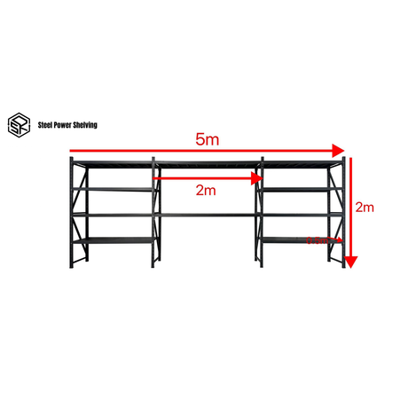 Garage Shelving & Workbench 2.0m(H)x5.0m(L)x0.5m(D) 2000kg Storage System Adjustable Shelves