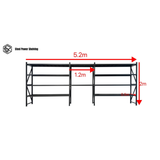 Garage Shelving Workbench 2.0m(H)x5.2m(L)x0.5m(D) 2000kg Storage System Adjustable Shelves