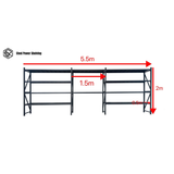 Garage Shelving Workbench 2.0m(H)x5.5m(L)x0.5m(D) 2000kg Storage System Adjustable Shelves
