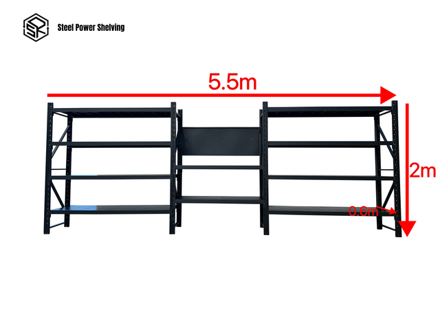 Heavy Duty Garage Workbench Workstation with Pegboard 2.0m(H)x5.5m(L)x0.6m(D) 3000kg