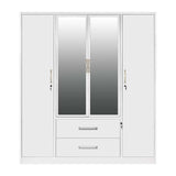 Metal Wardrobe with Double Mirror Doors & Safe