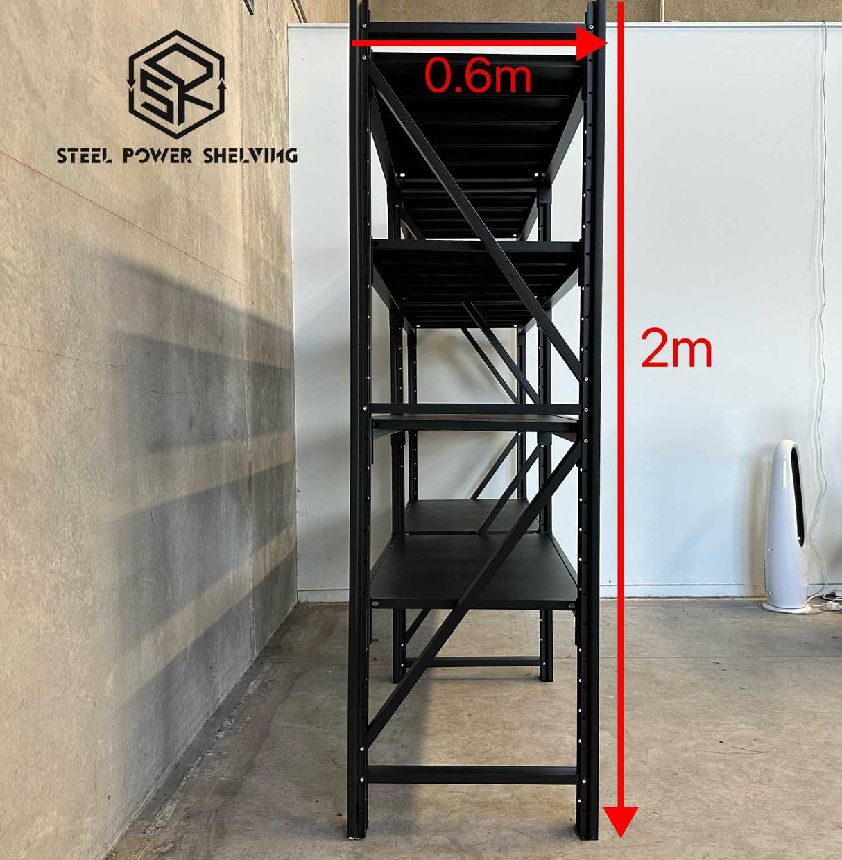 Garage Storage Rack 2.0m(H)x2.4m(L)x0.6m(D) 2400kg Shelving Adjustable Steel Shelves