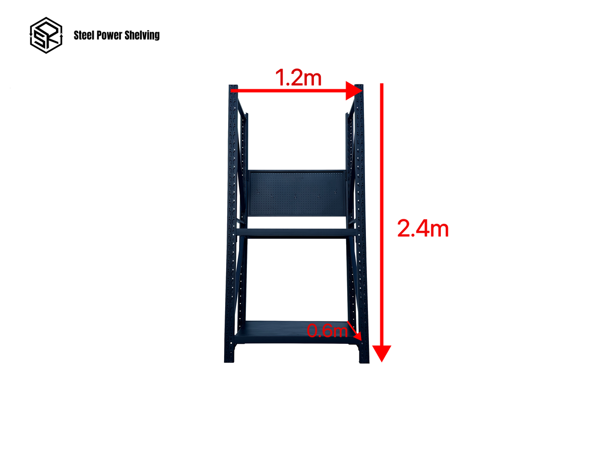 Workstation with pegboard - workbench 2.4m(H)x1.2m(L)x0.6m(D)600kg