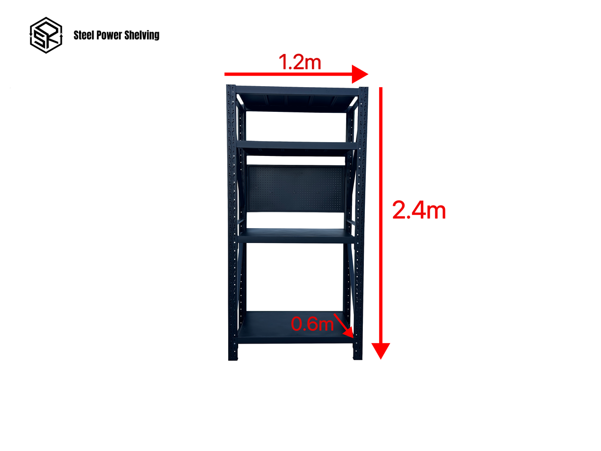 Workstation with pegboard - workbench 2.4m(H)x1.2m(L)x0.6m(D)1200kg