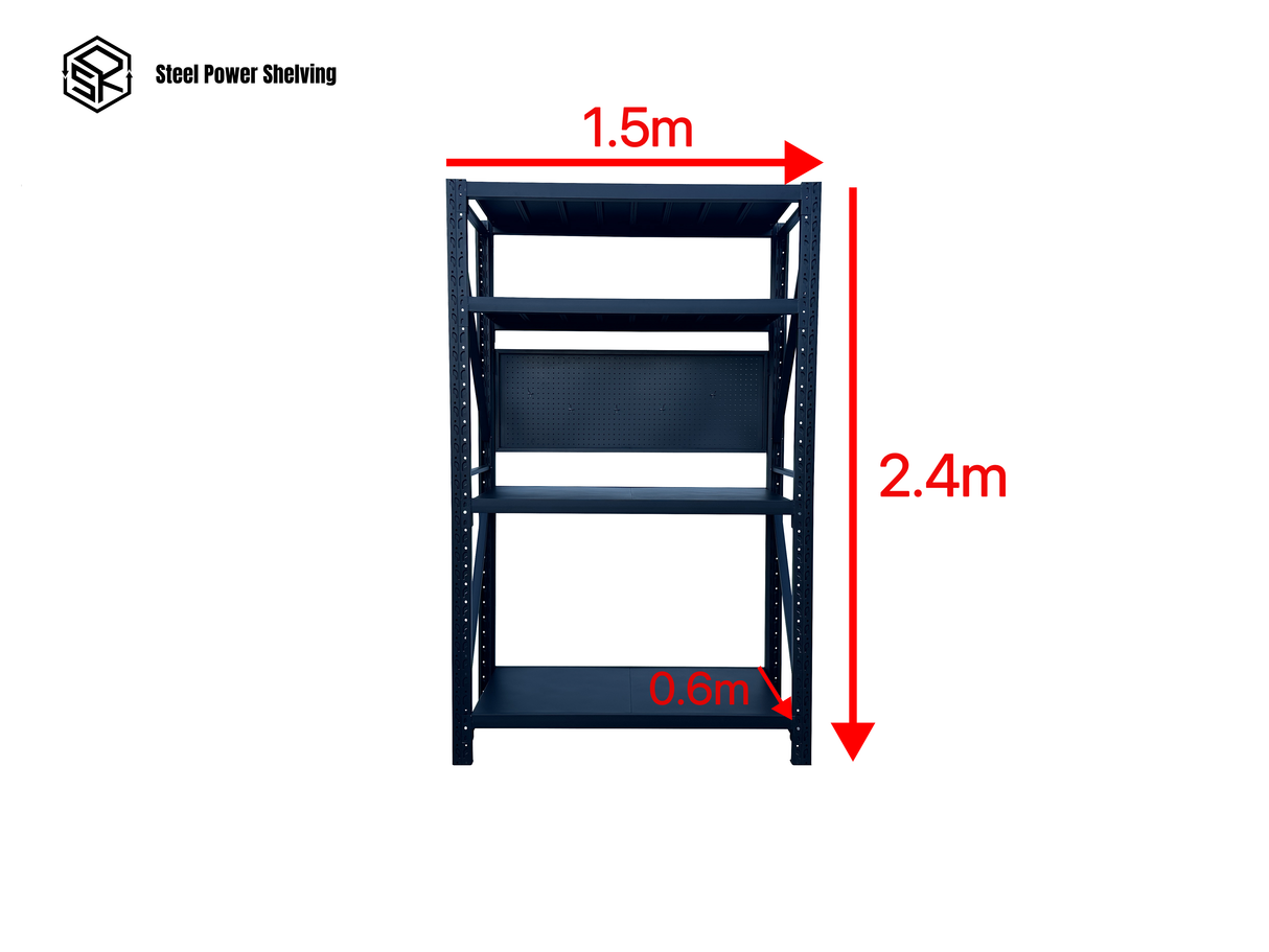 Workstation with pegboard - workbench 2.4m(H)x1.5m(L)x0.6m(D)1200kg