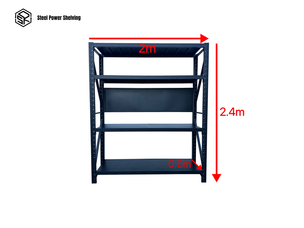 Workstation with pegboard - workbench 2.4m(H)x2.0m(L)x0.6m(D)1200kg