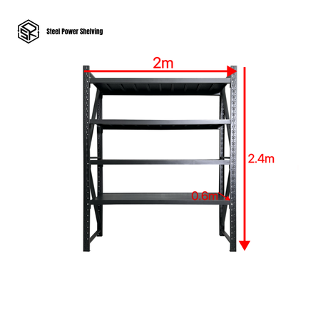 Garage Shelving 2.4m(H)x2.0m(L)x0.6m(D) 1200kg Storage Rack Adjustable Heavy Duty Shelves