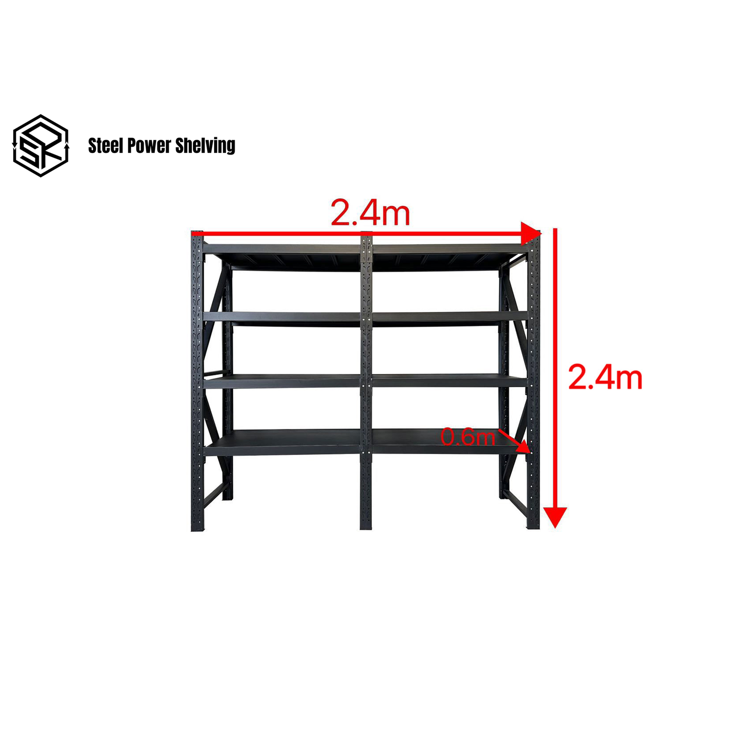 Longspan Shelving 2.4m(H)x2.4m(L)x0.6m(D) 2400kg Heavy Duty Garage Storage Adjustable Shelves