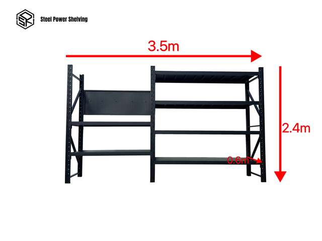 Heavy Duty Garage Workbench Workstation with Pegboard 2.4m(H)x3.5m(L)x0.6m(D) 1800kg