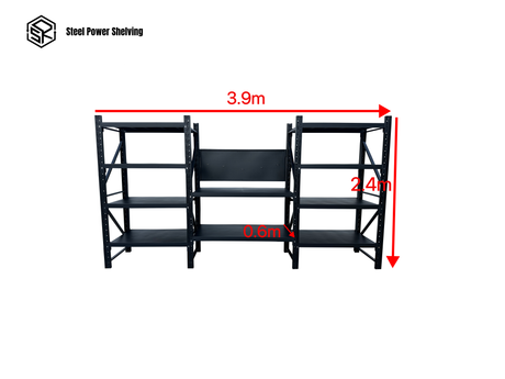 Heavy Duty Garage Workbench Workstation with Pegboard 2.4m(H)x3.9m(L)x0.6m(D) 3000kg