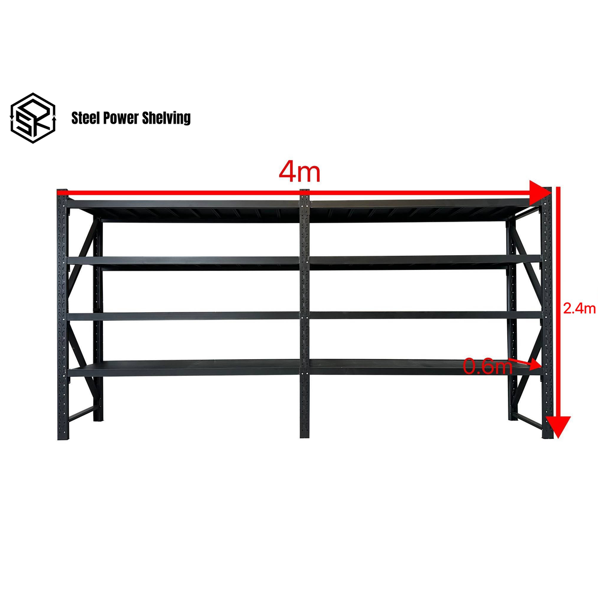 Shelf 2.4m(H)x4.0m(L)x0.6m(D)2400kg Longspan Shelving