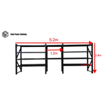 Longspan Shelving Workbench 2.4m(H)x5.2m(L)x0.6m(D) 3000kg Heavy Duty Garage Storage Shelving