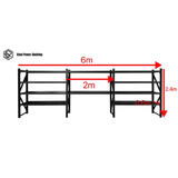 Longspan Shelving Workbench 2.4m(H)x6.0m(L)x0.6m(D) 3000kg Heavy Duty Garage Storage Shelving