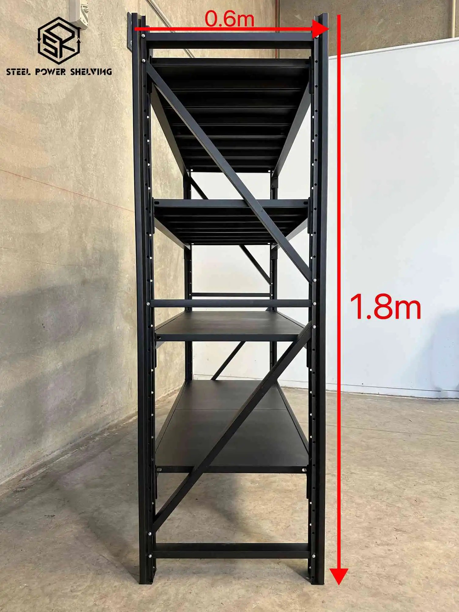 Garage Shelving 1.8m(H)x2.0m(L)x0.6m(D) 1200kg Metal Storage Rack Adjustable Shelves Garage Shelving 1.8m(H)x2.0m(L)x0.6m(D) 1200kg Metal Storage Rack Adjustable Shelves
