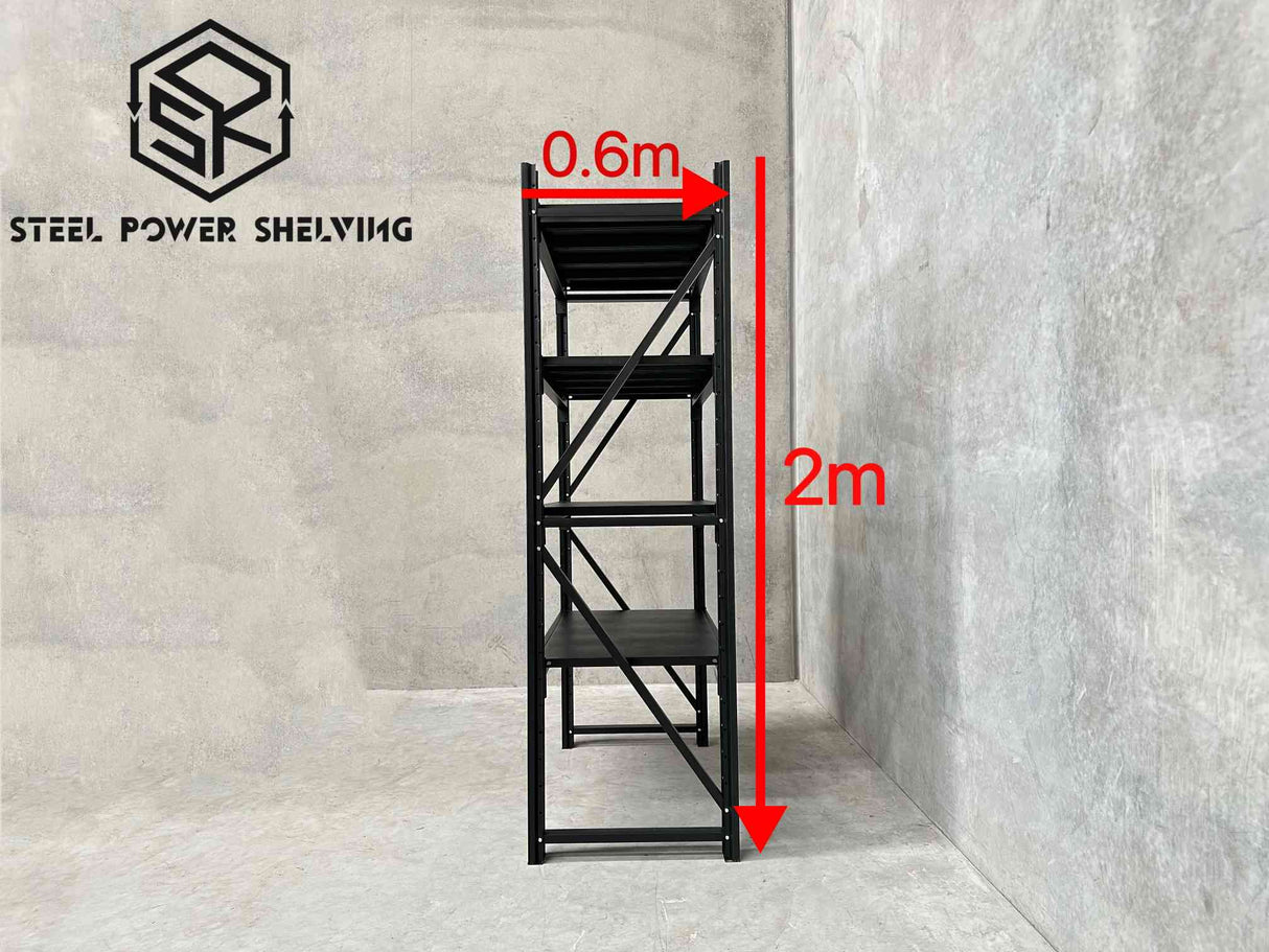 Garage Shelving 2.0m(H)x1.2m(L)x0.6m(D) 1200kg Heavy Duty Storage Rack Adjustable Shelves