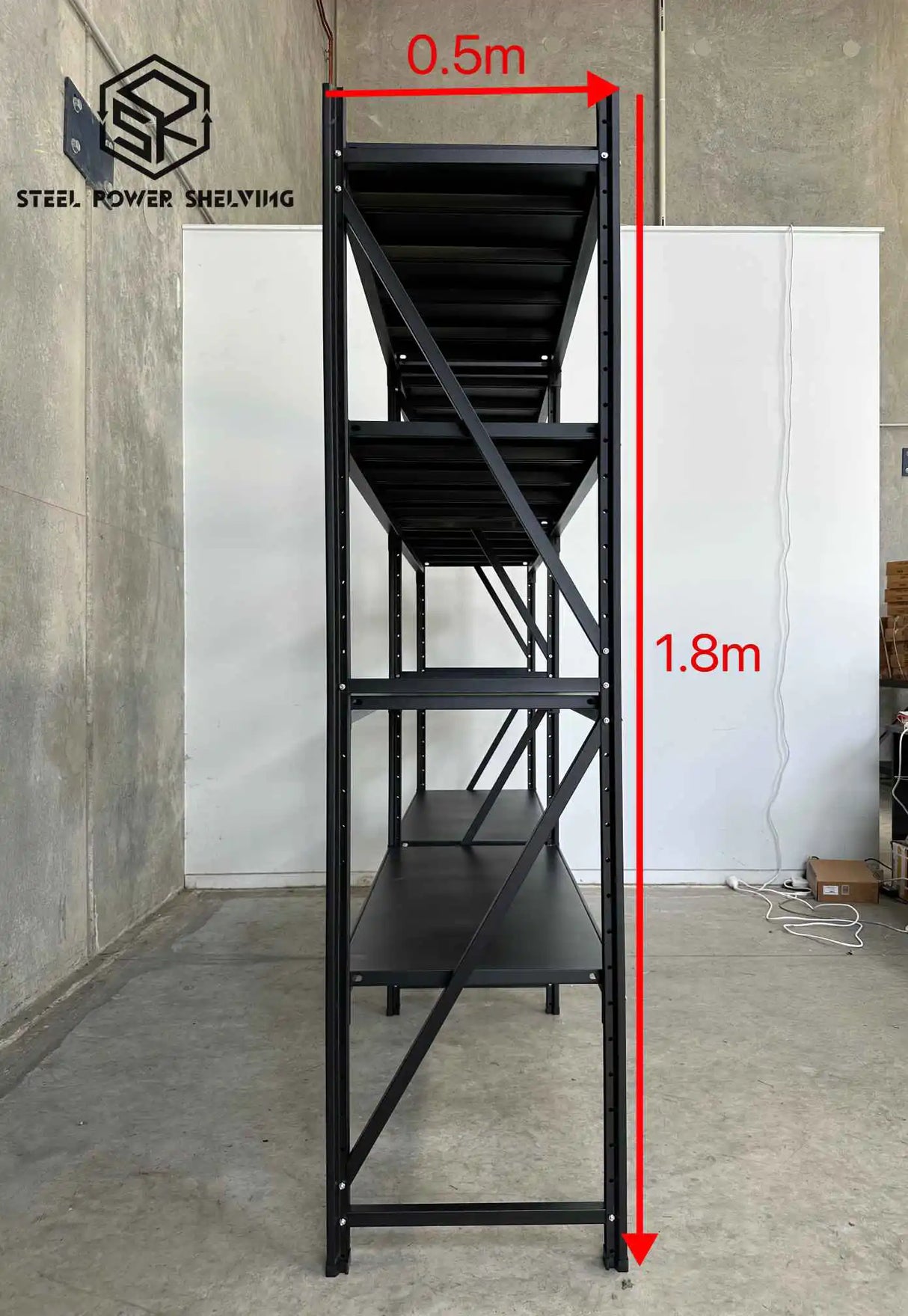 Garage Shelving 1.8m(H)x2.4m(L)x0.5m(D) 1600kg Connecting Metal Storage Rack Adjustable Shelves Garage Shelving 1.8m(H)x2.4m(L)x0.5m(D) 1600kg Connecting Metal Storage Rack Adjustable Shelves