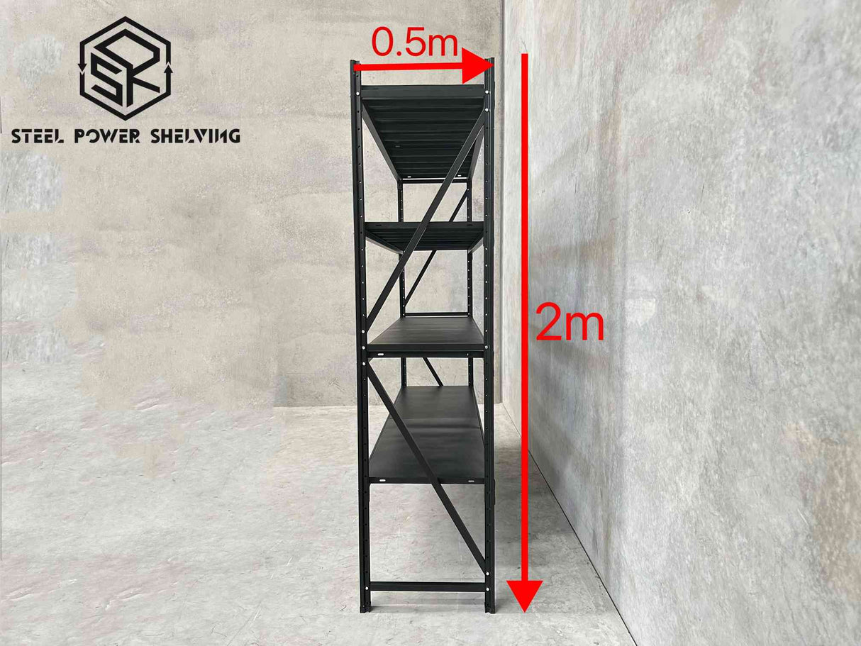 Garage Shelving 2.0m(H)x2.0m(L)x0.5m(D) 800kg Storage Rack Adjustable Shelves