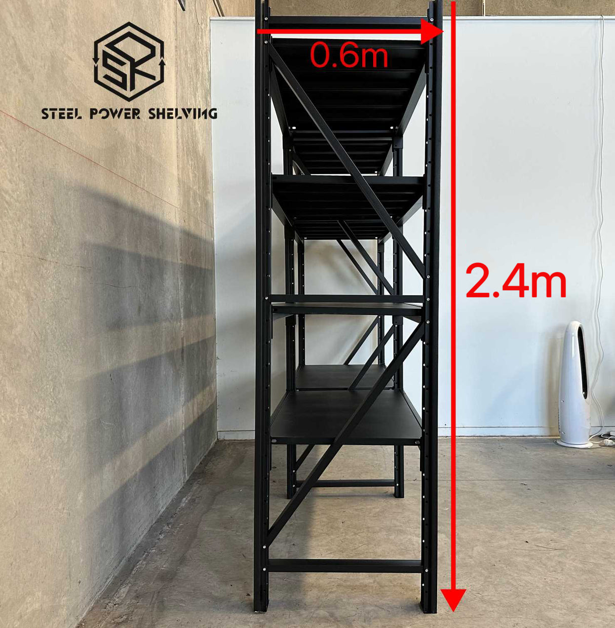 Longspan Shelving 2.4m(H)x2.4m(L)x0.6m(D) 2400kg Heavy Duty Garage Storage Adjustable Shelves