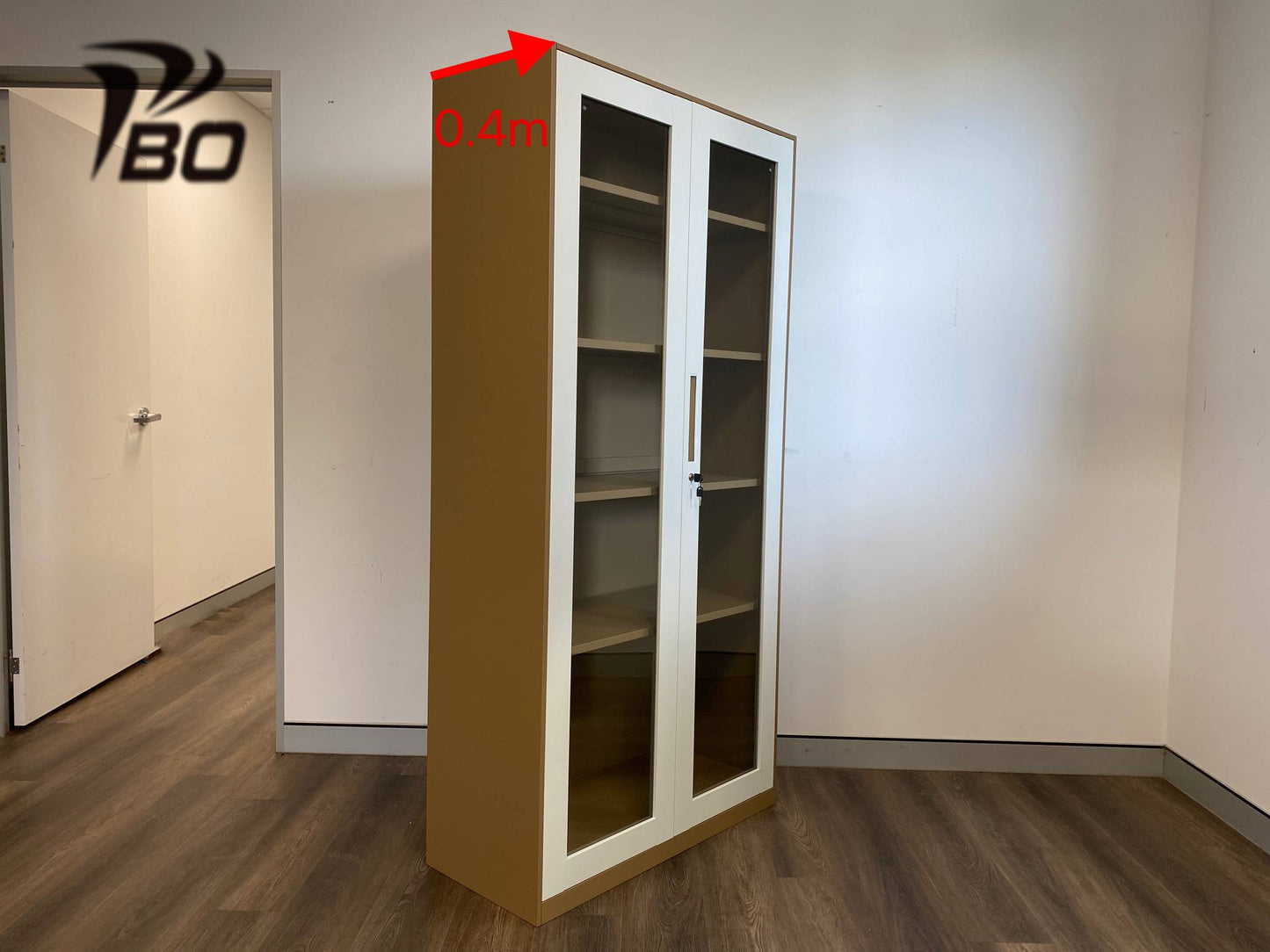 File Cabinet with Glass Doors Coffee & White 1.85m(H)*0.9m(L)*0.4m(D)