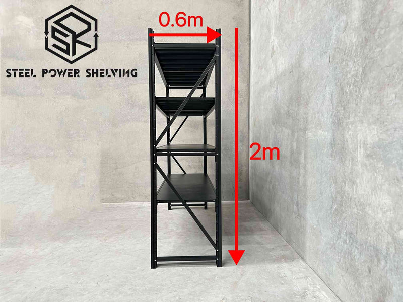 1. SteelPowerShelving Steel Shelving 2.0m(H)x2.0m(L)x0.6m(D)1200kg