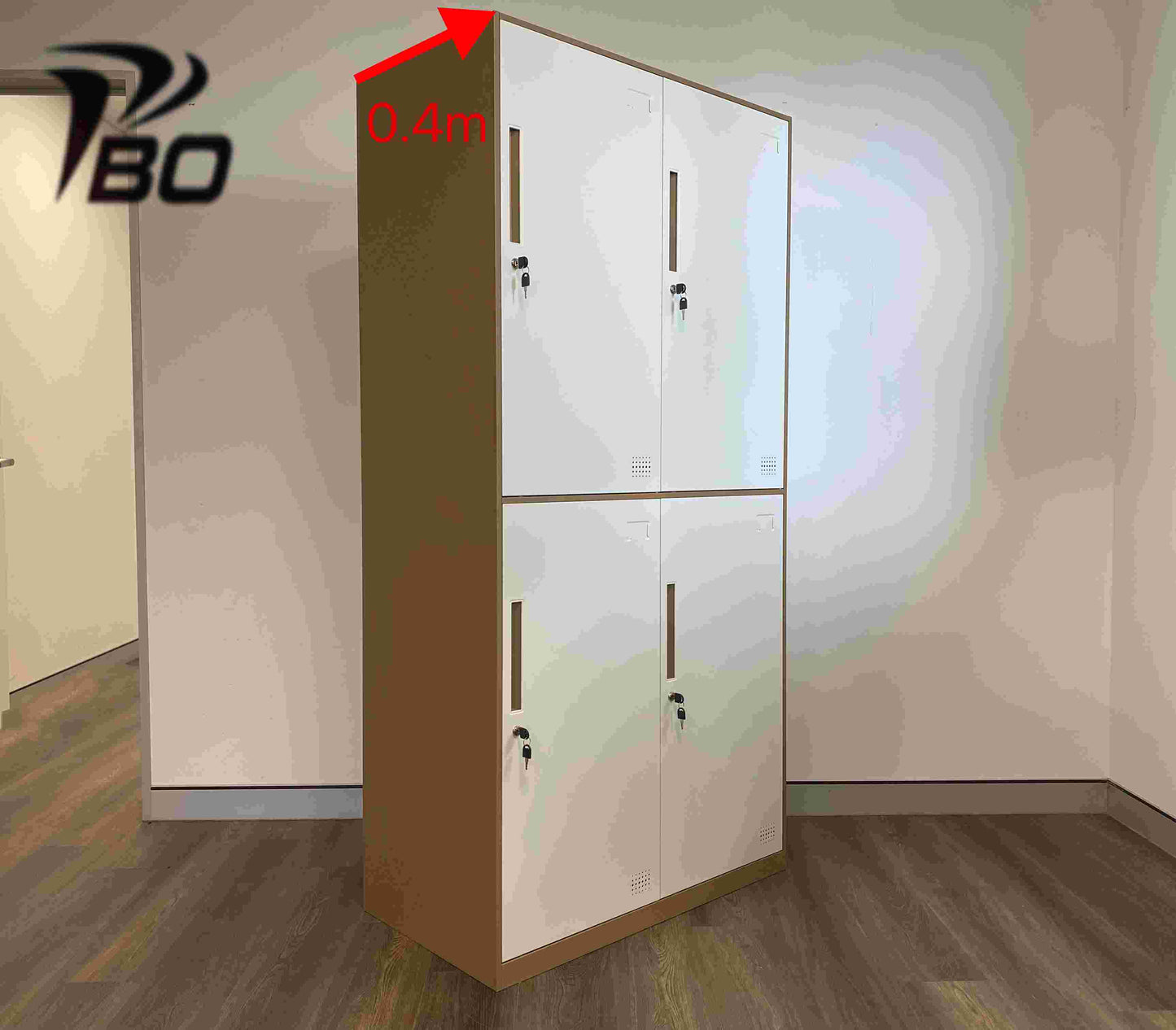 File Cabinet with Four Doors Coffee & White 1.85m(H)*0.9m(L)*0.4m(D)