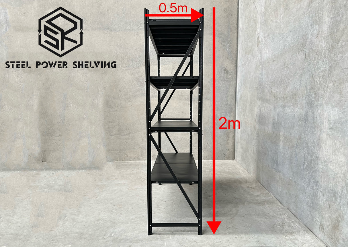 Garage Shelving 2.0m(H)x1.5m(L)x0.5m(D) 800kg Metal Storage Rack Adjustable Steel Shelves