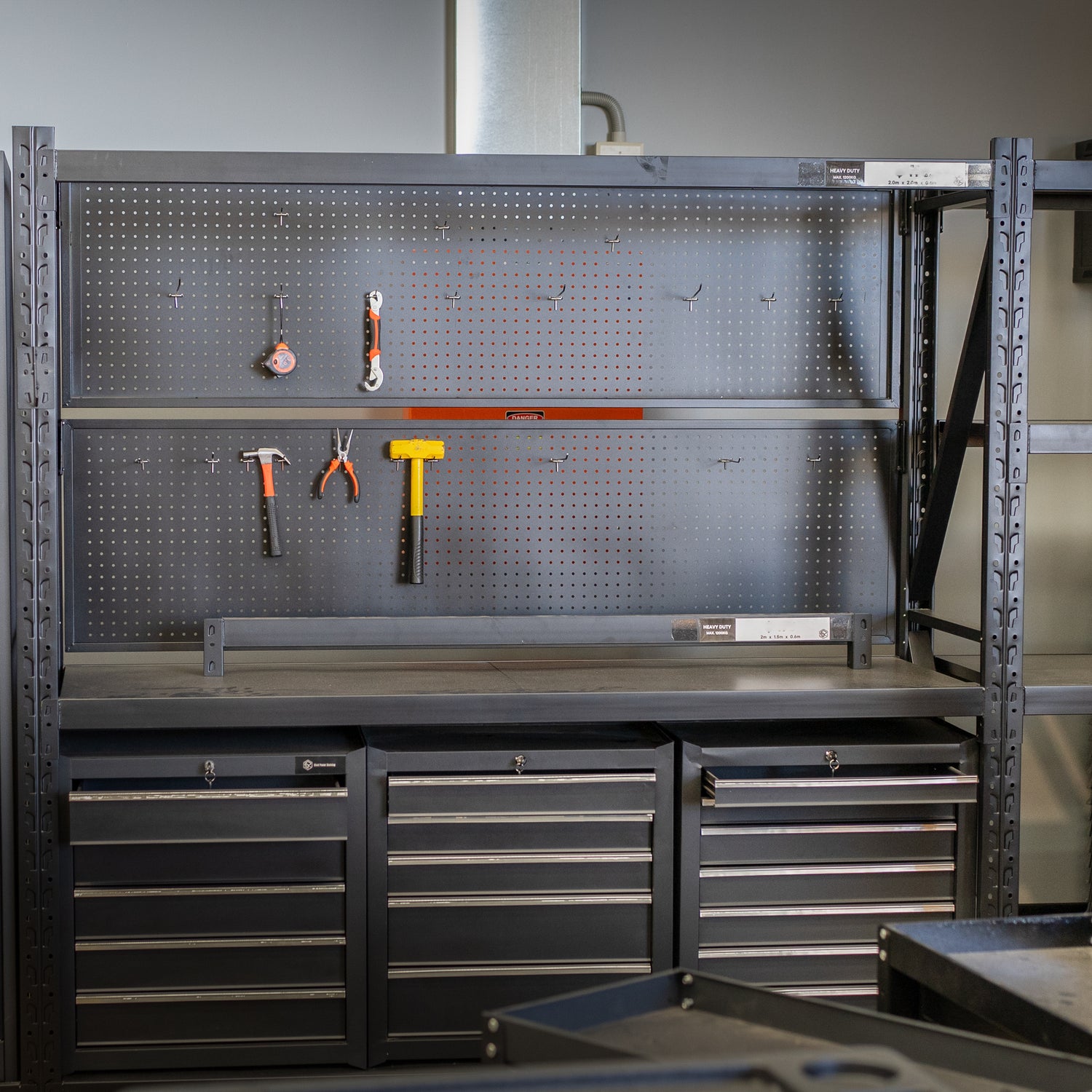 Steel Pegboard Panel 1.5m(L)x0.5m(H) for 0.6m Depth Garage Shelf with 5 Hooks