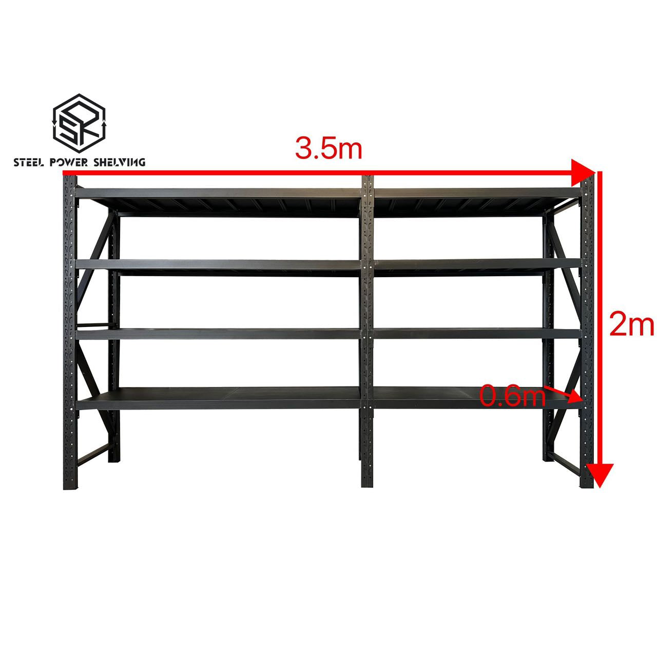 Shelf 2 0m H x3 5m L x0 6m D 2000kg Longspan Shelving Steel Power shelf-2-0m-h-x3-5m-l-x0-6m-d-2000kg-longspan-shelving-steel-power