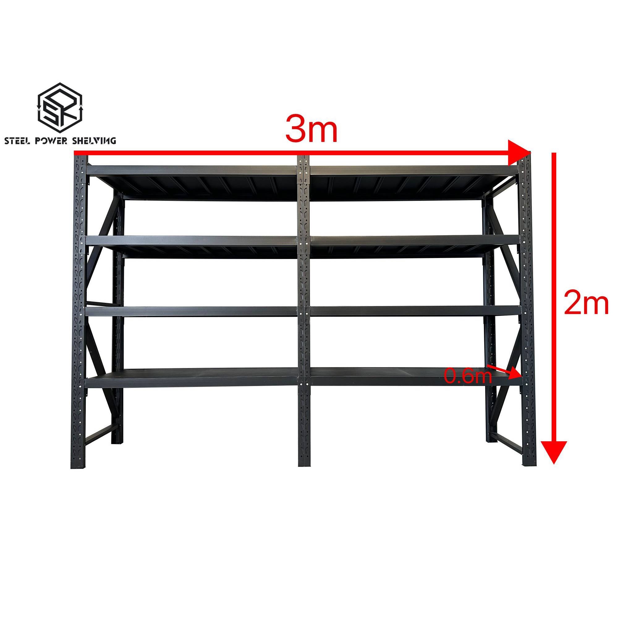 3m Long Connecting Shelf Steel Power Shelving 3m-long-connecting-shelf-steel-power-shelving