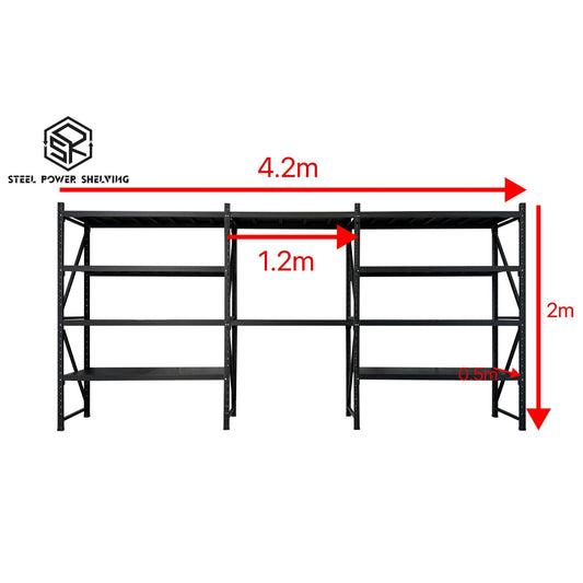 Shelf 2.0m(H)x4.2m(L)x0.5m(D)1500kg Shelving+Workbench