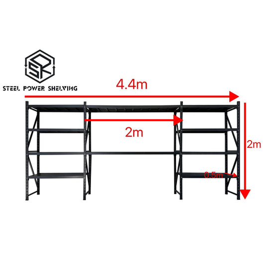 Shelf 2.0m(H)x4.4m(L)x0.5m(D)1500kg Shelving+Workbench