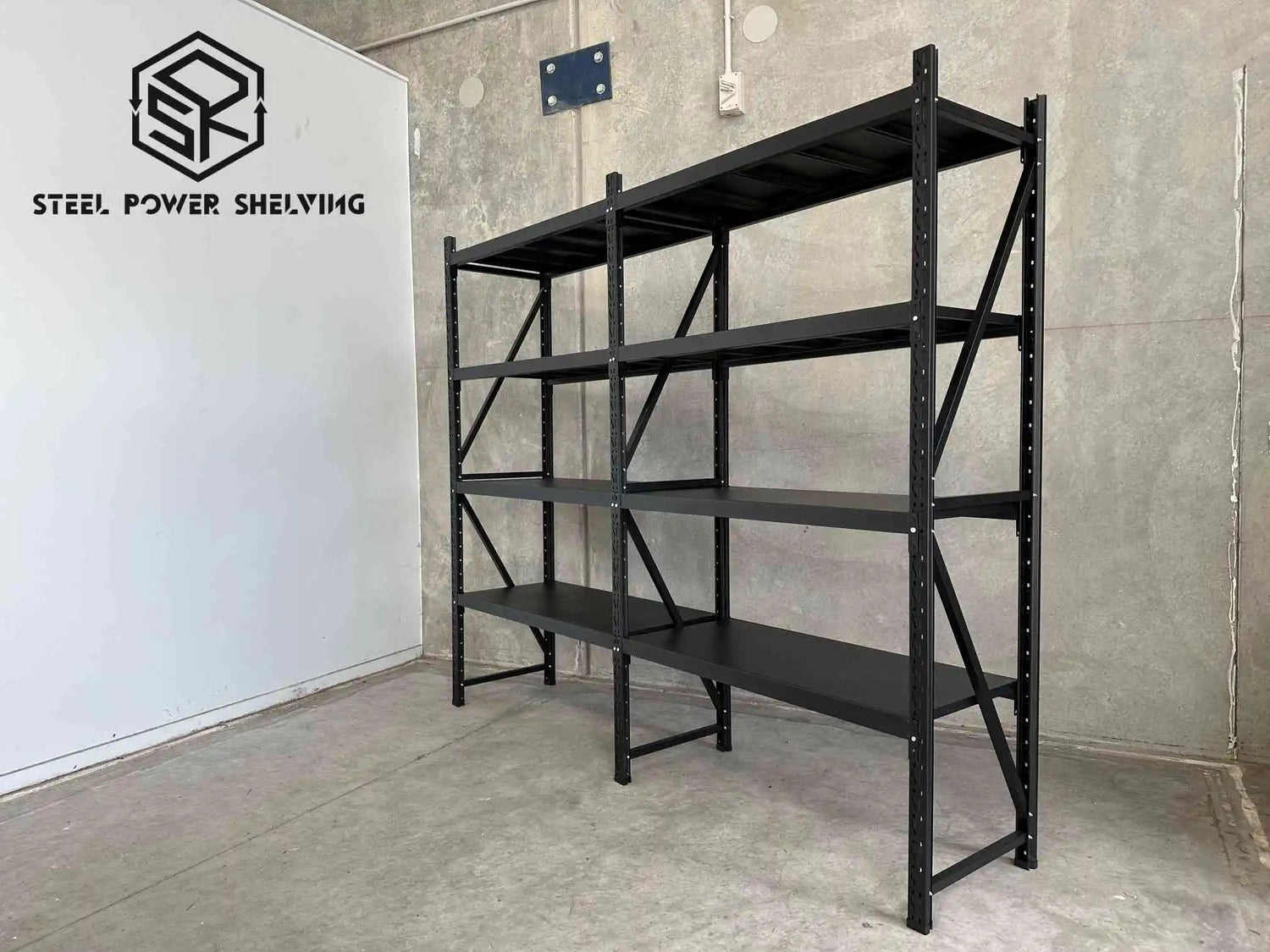 Garage Shelving 1.8m(H)x2.4m(L)x0.5m(D) 1600kg Connecting Metal Storage Rack Adjustable Shelves Garage Shelving 1.8m(H)x2.4m(L)x0.5m(D) 1600kg Connecting Metal Storage Rack Adjustable Shelves