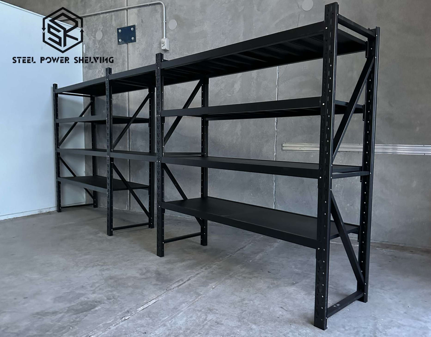Shelf 2.0m(H)x5.2m(L)x0.6m(D)2500kg Shelving+Workbench