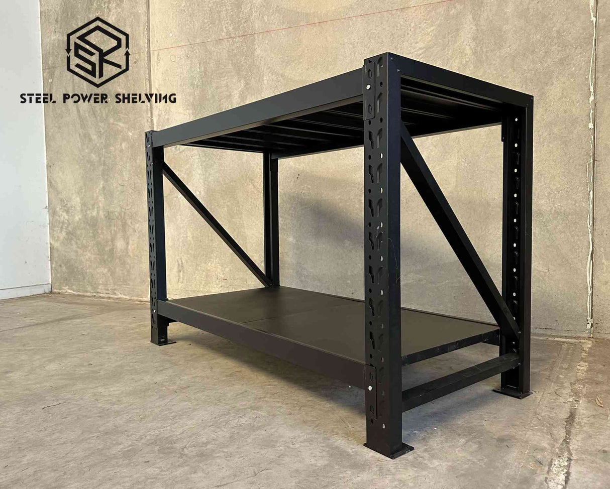 Heavy Duty Workbench 0.9m(H)x1.5m(L)x0.6m(D) 600kg Steel Bench Adjustable Shelves