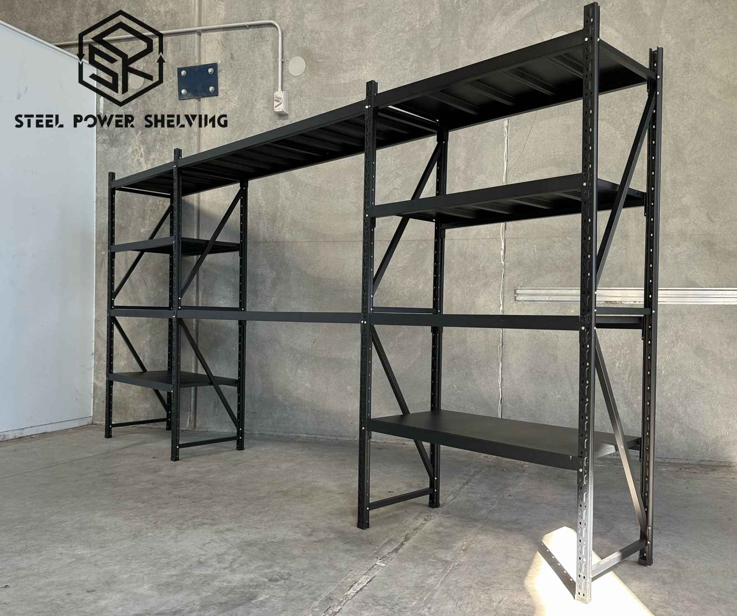 Garage Shelving Workbench 1.8m(H)x3.9m(L)x0.5m(D) 2000kg Storage System Adjustable Shelves