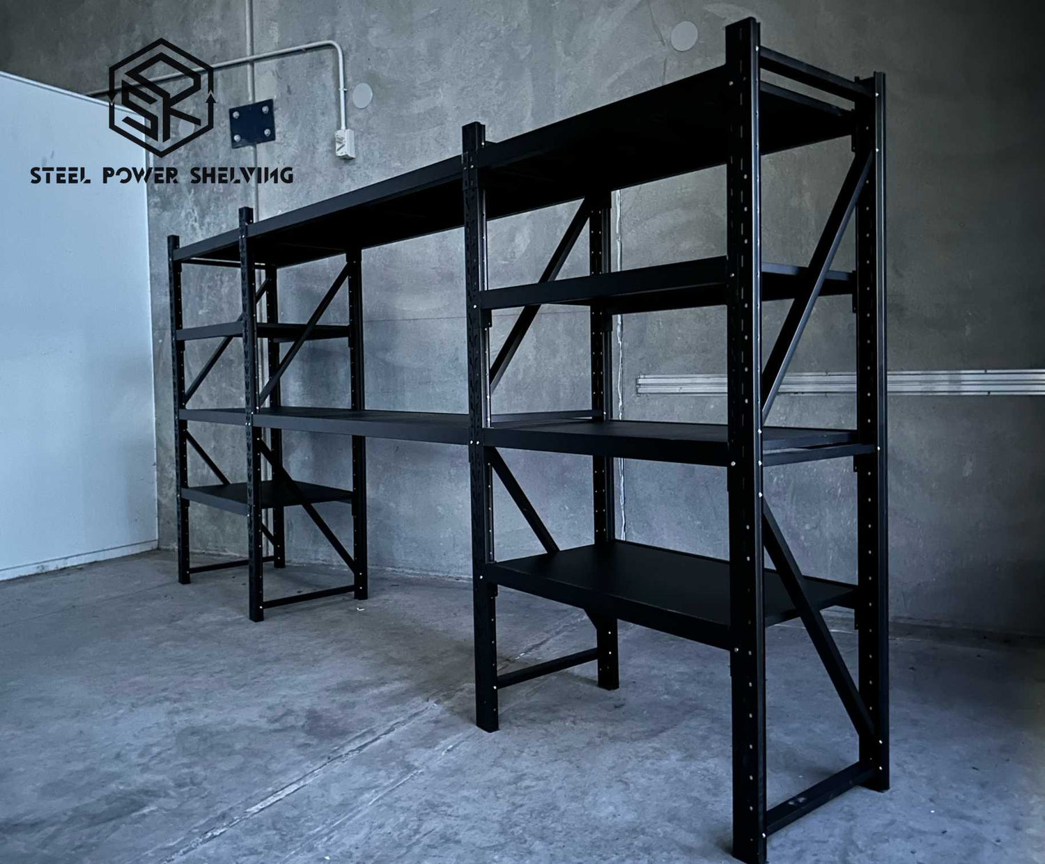 Longspan Shelving 1.8m(H)x4.4m(L)x0.6m(D) 3000kg Heavy Duty Garage Storage Shelving Workbench